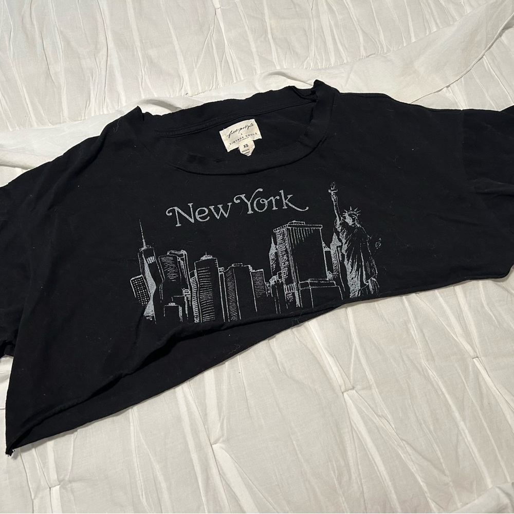Free People Black Graphic Tee